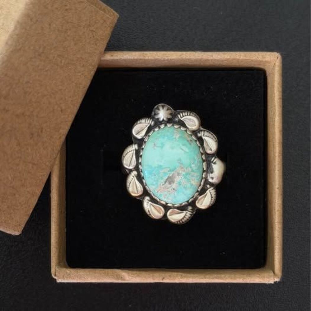 Genuine White Creek Turquoise Sterling Silver Ring – Size 7